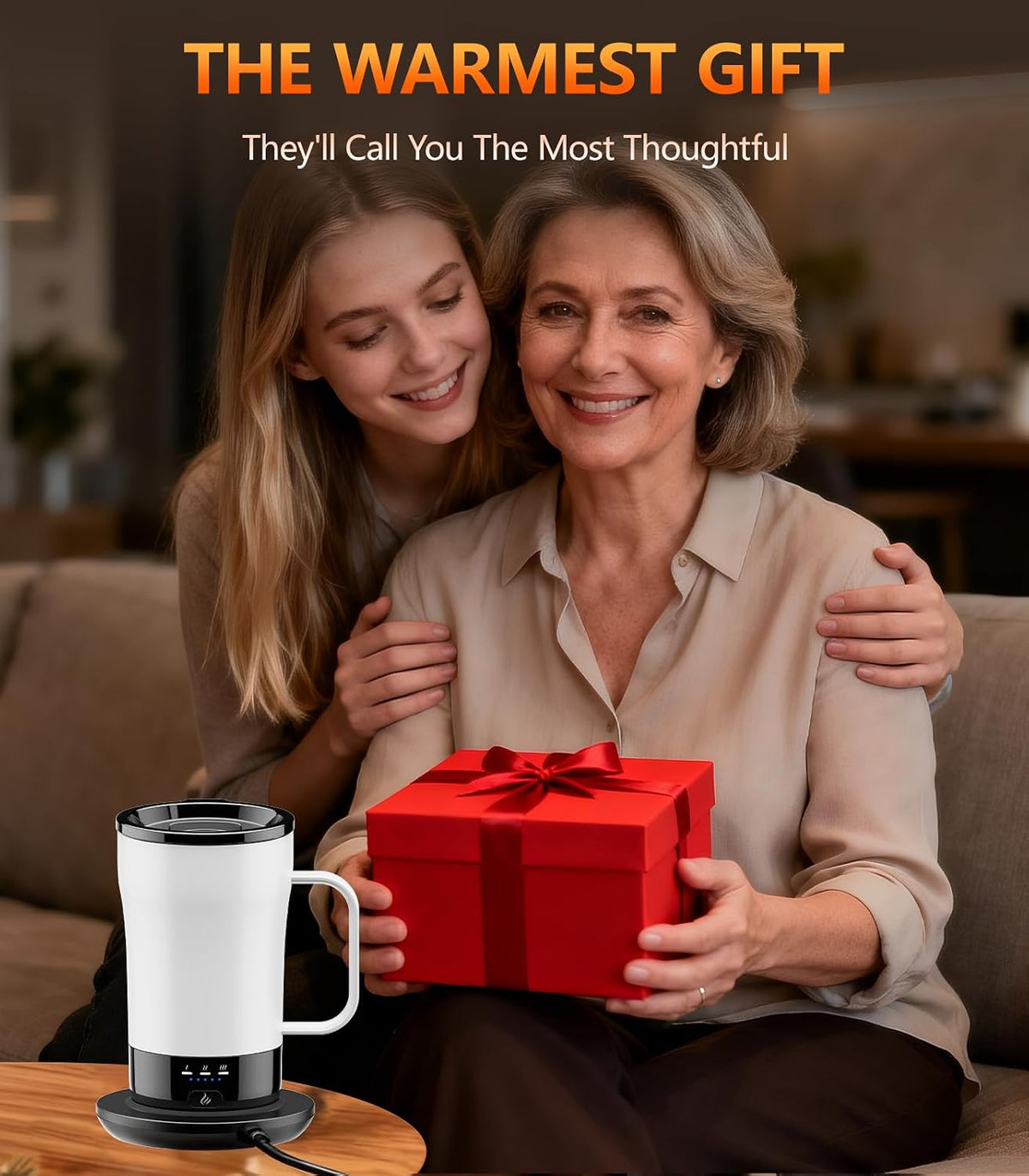 Self-Heating Coffee Mug, 14oz Heated Coffee Mug - Rechargeable Temperature Control Coffee Mug Keep Coffee Hot, Smart Mug Great Gift for Coffee Lovers & Slow Sippers