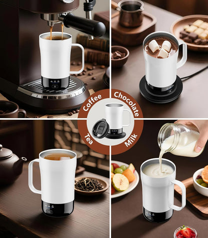 Self-Heating Coffee Mug, 14oz Heated Coffee Mug - Rechargeable Temperature Control Coffee Mug Keep Coffee Hot, Smart Mug Great Gift for Coffee Lovers & Slow Sippers