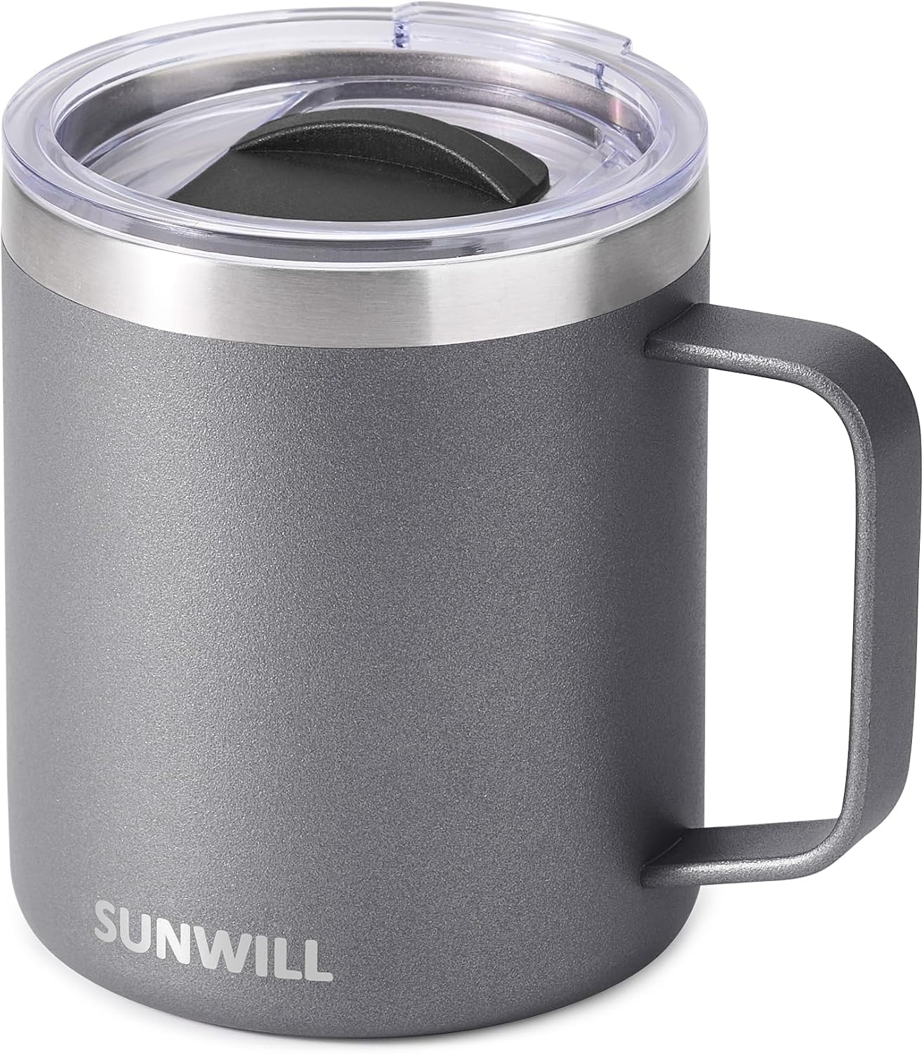 Travel Coffee Mug with Lid, Insulated Tumbler with Handle, 14 oz Stainless Steel Cup for Home, Office, Camping, Powder Coated Orchid