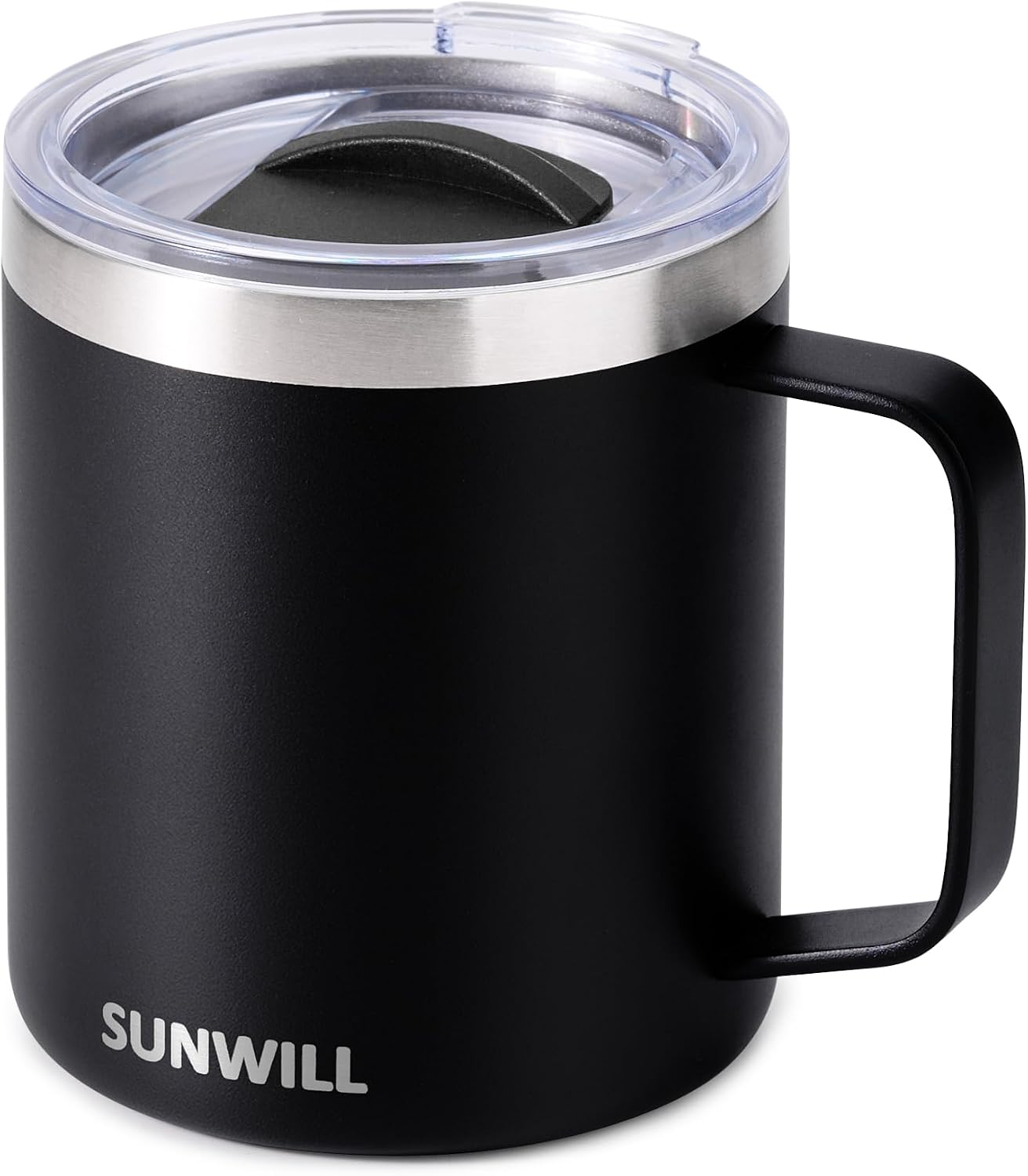 Travel Coffee Mug with Lid, Insulated Tumbler with Handle, 14 oz Stainless Steel Cup for Home, Office, Camping, Powder Coated Orchid