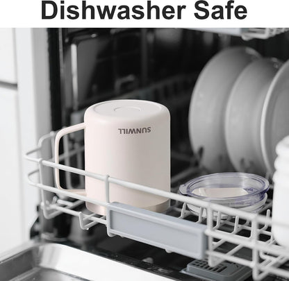 Travel Coffee Mug with Lid, Insulated Tumbler with Handle, 14 oz Stainless Steel Cup for Home, Office, Camping, Powder Coated Orchid