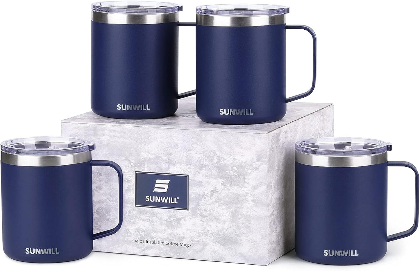 Travel Coffee Mug with Lid, Insulated Tumbler with Handle, 14 oz Stainless Steel Cup for Home, Office, Camping, Powder Coated Orchid