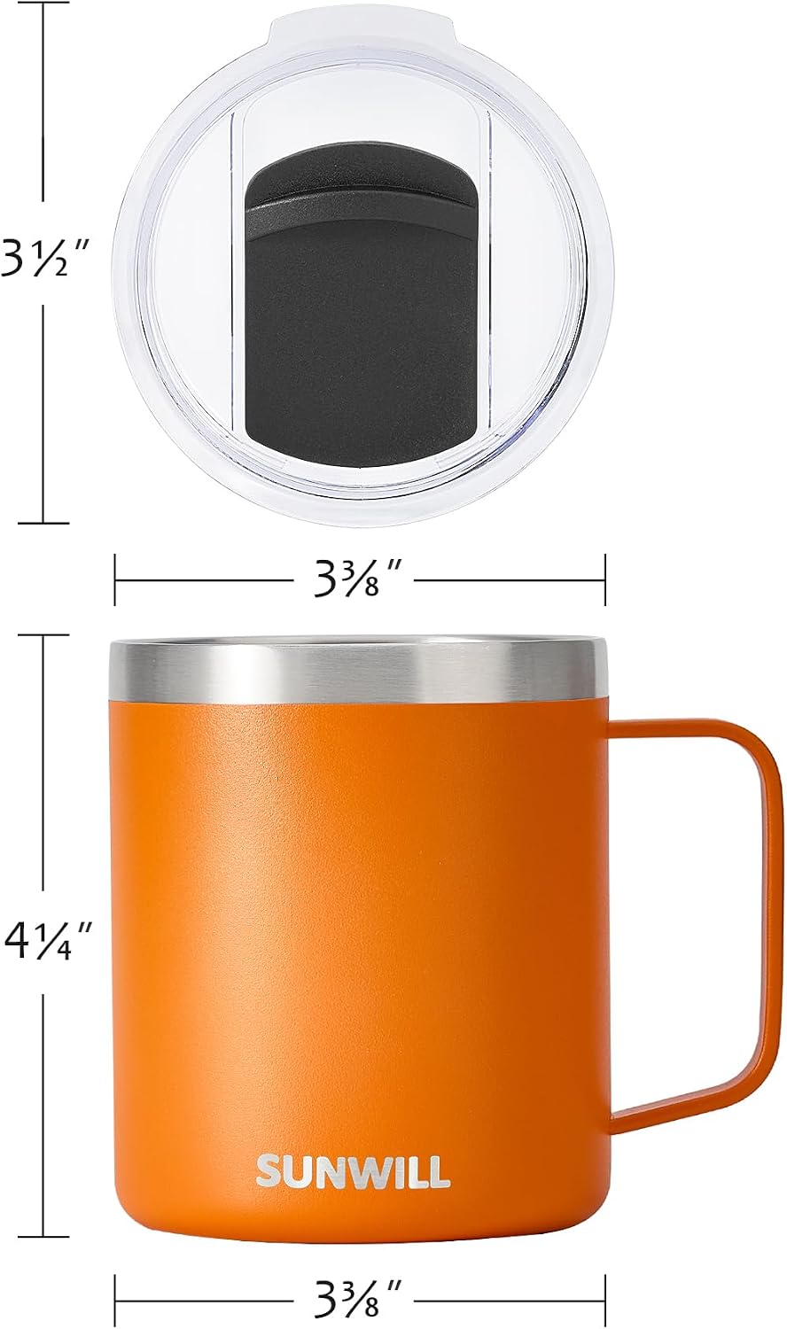 Travel Coffee Mug with Lid, Insulated Tumbler with Handle, 14 oz Stainless Steel Cup for Home, Office, Camping, Powder Coated Orchid