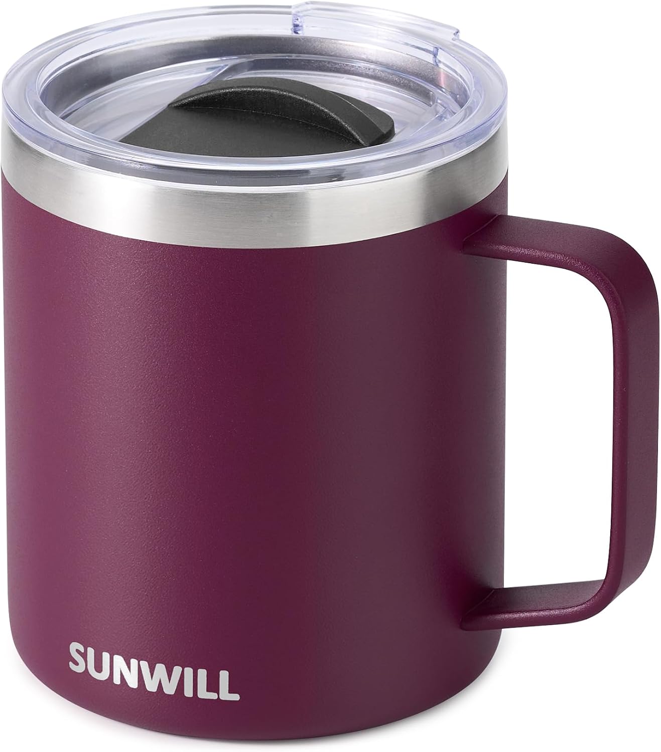 Travel Coffee Mug with Lid, Insulated Tumbler with Handle, 14 oz Stainless Steel Cup for Home, Office, Camping, Powder Coated Orchid