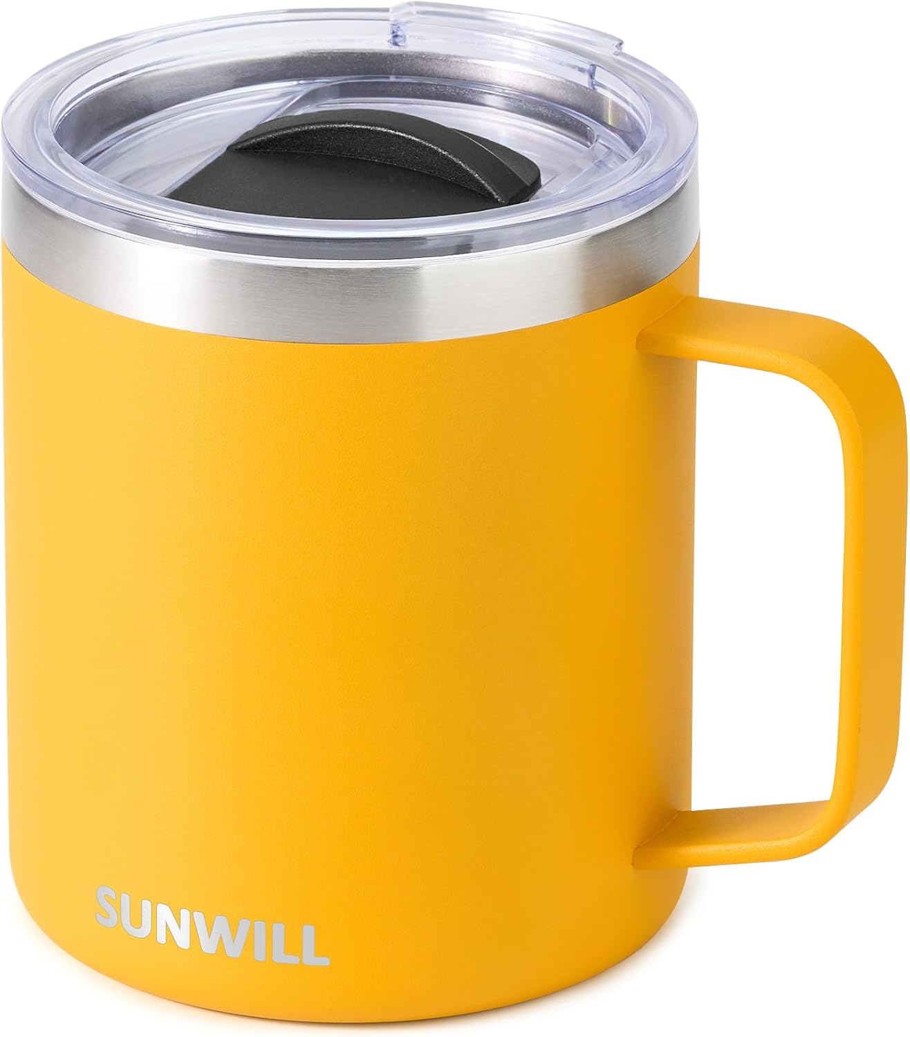 Travel Coffee Mug with Lid, Insulated Tumbler with Handle, 14 oz Stainless Steel Cup for Home, Office, Camping, Powder Coated Orchid