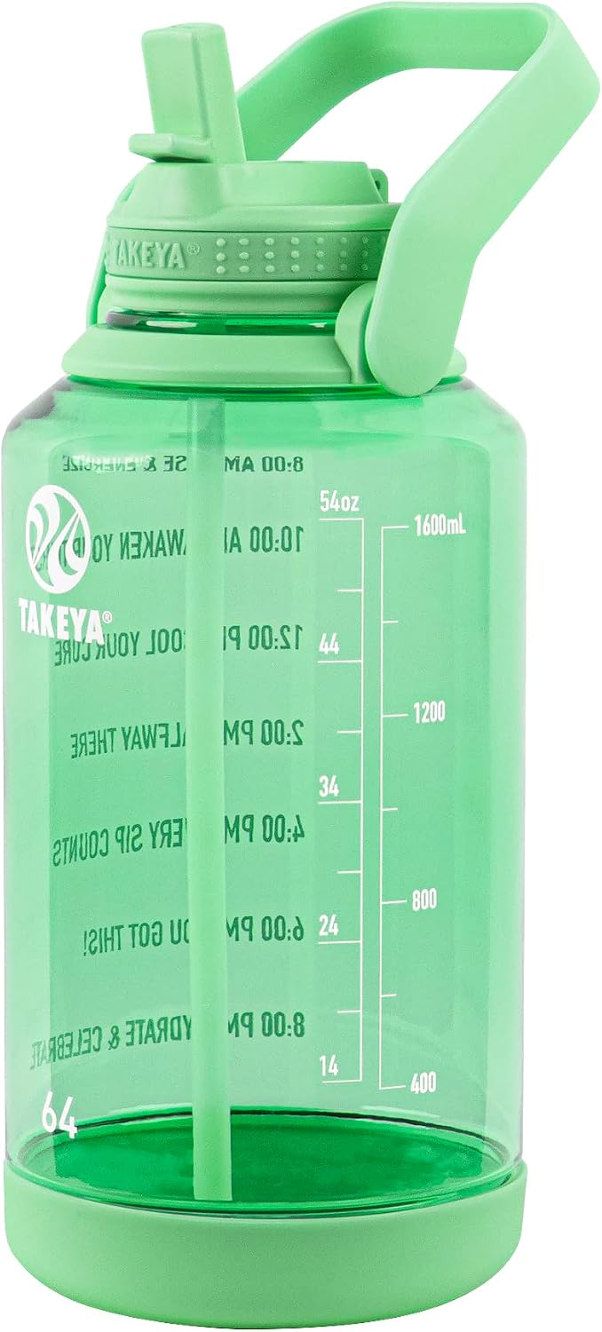 Motivational Water Bottle with Straw Lid and Time Marker (64 oz, Vivacity Purple) - Leakproof, BPA Free Water Bottle for Daily Intake Tracking