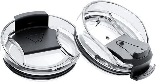 2 Pcs Tumbler Replacement Lid Spill Proof, Shatter Resistant, Perfect Fit Lids Compatible with YETI Rambler, Ozark Trails,Fits Inside Diameter of 3.2 inch Tumbler (20 oz., Black) | Fits Inside Diameter of 3.20" Tumbler Spill Proof, Black