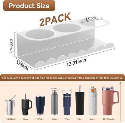 Magnetic Stanley Cup Holder for Fridge, Water Bottle Holder for Stanley 30&40 oz and Tumbler Organizer for Kitchen, Metal Stanley Cup Accessories, 2 Pack, Black