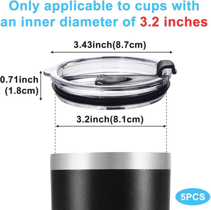 5 Pack Replacement Lids for 20 oz Tumbler, Black
