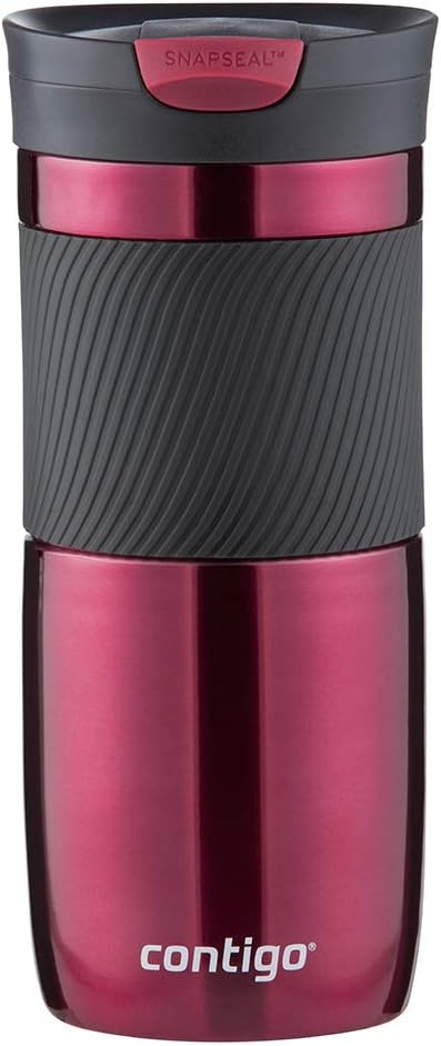 Byron Snapseal Travel Mug, Stainless Steel Thermal mug, vacuum flask, leakproof tumbler, coffee mug with BPA free Easy-Clean Lid, 470 ml, Vivacious
