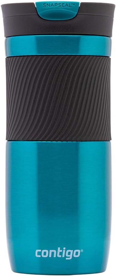 Byron Snapseal Travel Mug, Stainless Steel Thermal mug, vacuum flask, leakproof tumbler, coffee mug with BPA free Easy-Clean Lid, 470 ml, Vivacious