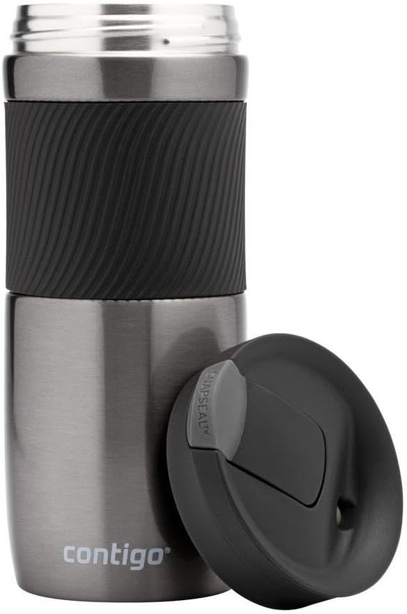 Byron Snapseal Travel Mug, Stainless Steel Thermal mug, vacuum flask, leakproof tumbler, coffee mug with BPA free Easy-Clean Lid, 470 ml, Vivacious
