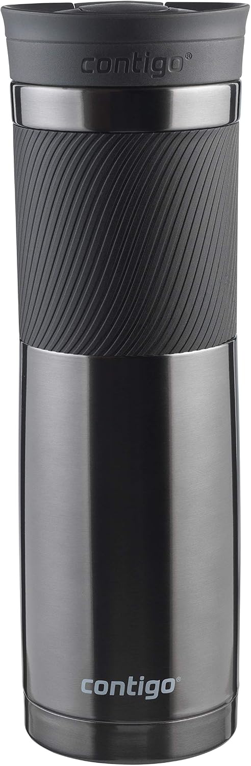 Byron Snapseal Travel Mug, Stainless Steel Thermal mug, vacuum flask, leakproof tumbler, coffee mug with BPA free Easy-Clean Lid, 470 ml, Vivacious