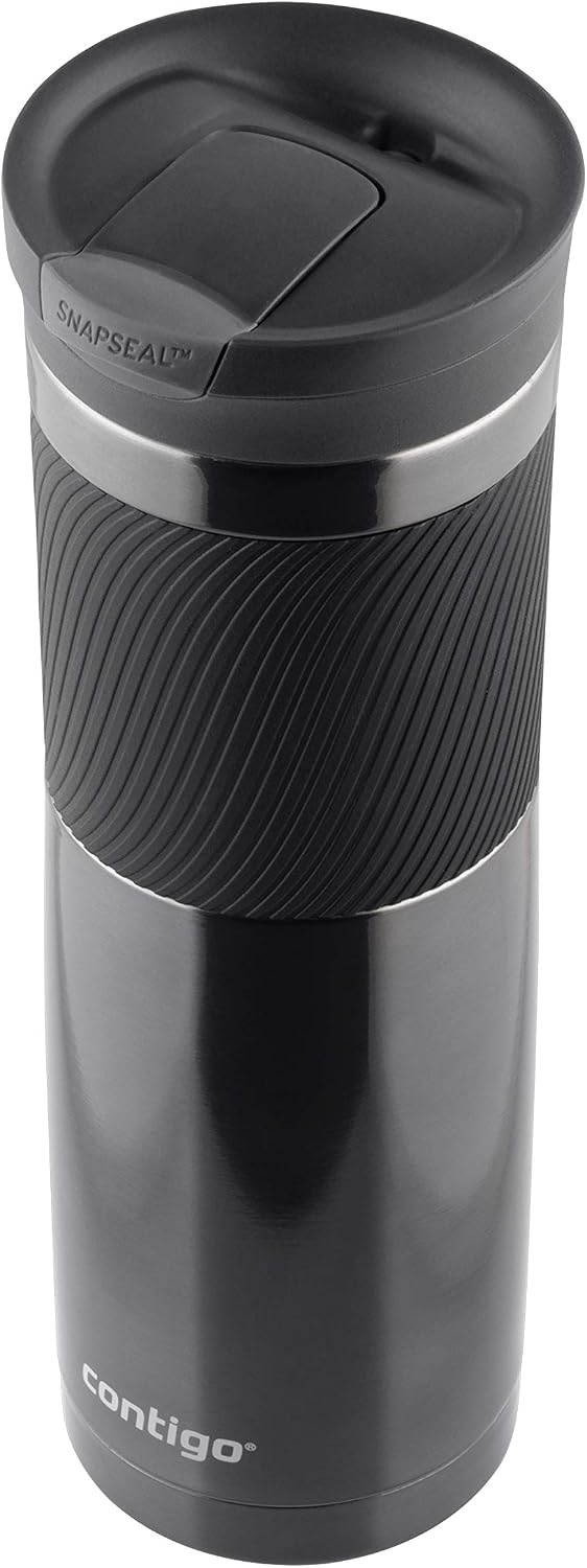 Byron Snapseal Travel Mug, Stainless Steel Thermal mug, vacuum flask, leakproof tumbler, coffee mug with BPA free Easy-Clean Lid, 470 ml, Vivacious