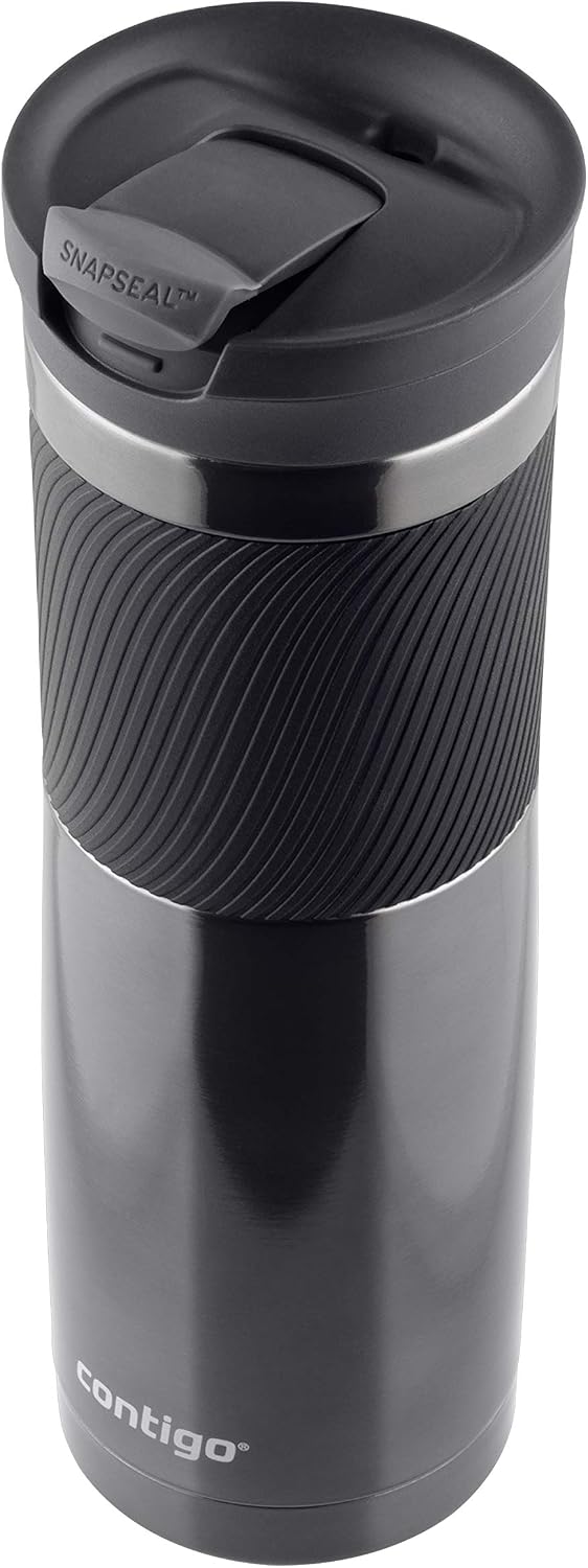 Byron Snapseal Travel Mug, Stainless Steel Thermal mug, vacuum flask, leakproof tumbler, coffee mug with BPA free Easy-Clean Lid, 470 ml, Vivacious