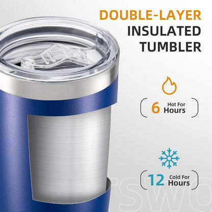 20 oz Tumbler with Lid Stainless Steel Insulated Tumblers, 1 Pack | Leak Proof Lid, Double Wall & Vacuum, Powder Coated, Fit Most Car Cup Holders, for Cold and Hot Drinks, Orange