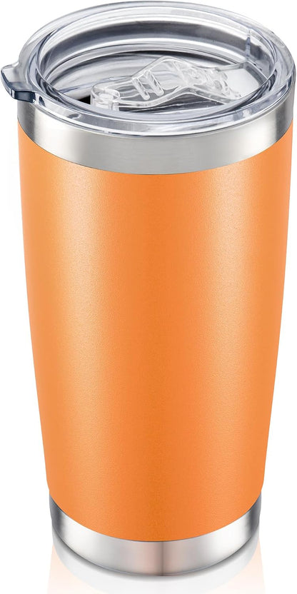 20 oz Tumbler with Lid Stainless Steel Insulated Tumblers, 1 Pack | Leak Proof Lid, Double Wall & Vacuum, Powder Coated, Fit Most Car Cup Holders, for Cold and Hot Drinks, Orange