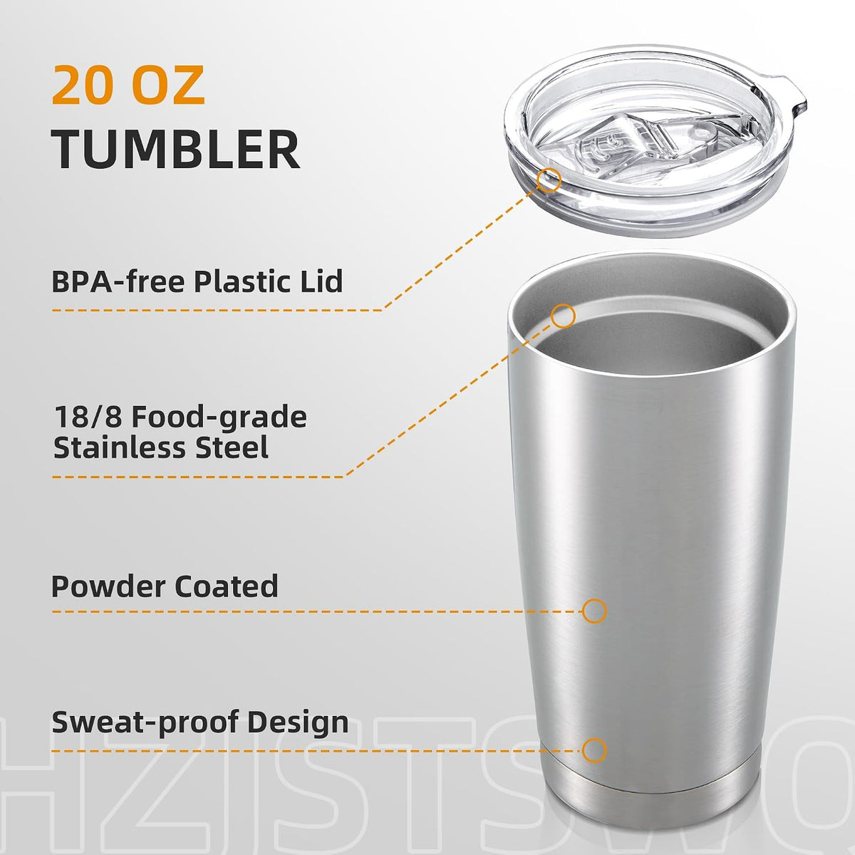 20 oz Tumbler with Lid Stainless Steel Insulated Tumblers, 1 Pack | Leak Proof Lid, Double Wall & Vacuum, Powder Coated, Fit Most Car Cup Holders, for Cold and Hot Drinks, Orange