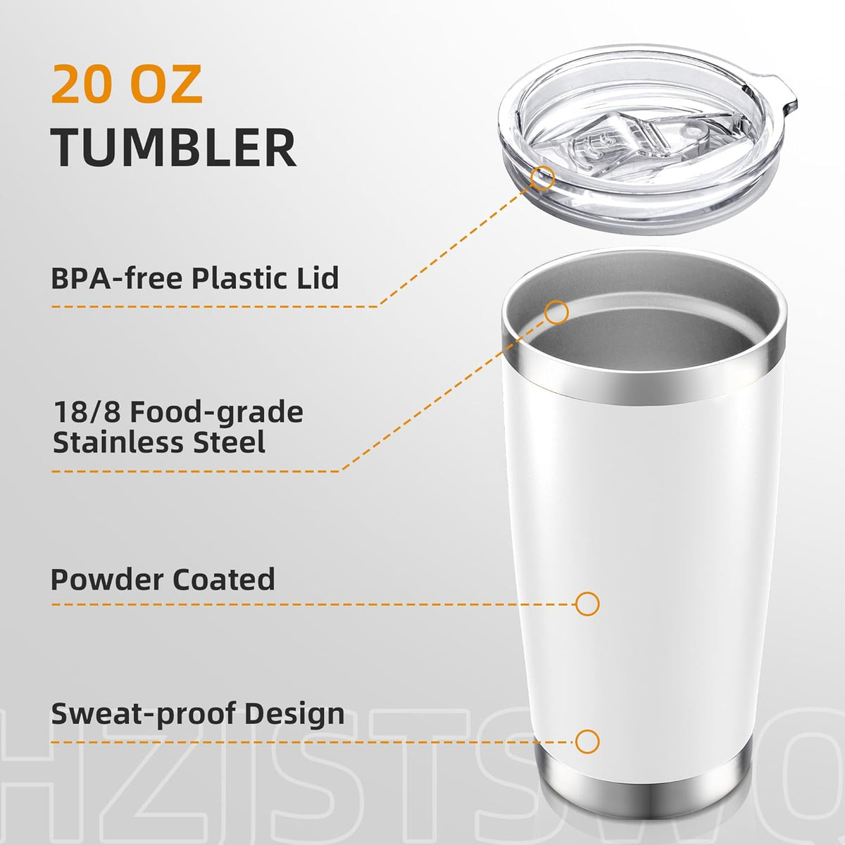 20 oz Tumbler with Lid Stainless Steel Insulated Tumblers, 1 Pack | Leak Proof Lid, Double Wall & Vacuum, Powder Coated, Fit Most Car Cup Holders, for Cold and Hot Drinks, Orange