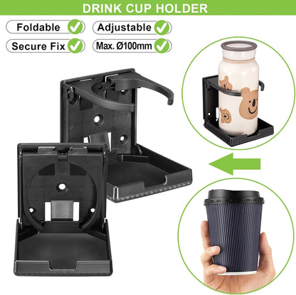 2pcs Boat Cup Holder 2.36''-3.94'' (60-100mm) Plastic Foldable