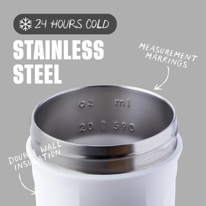 Sport Flip Stainless Steel Shaker Bottle 24 oz White