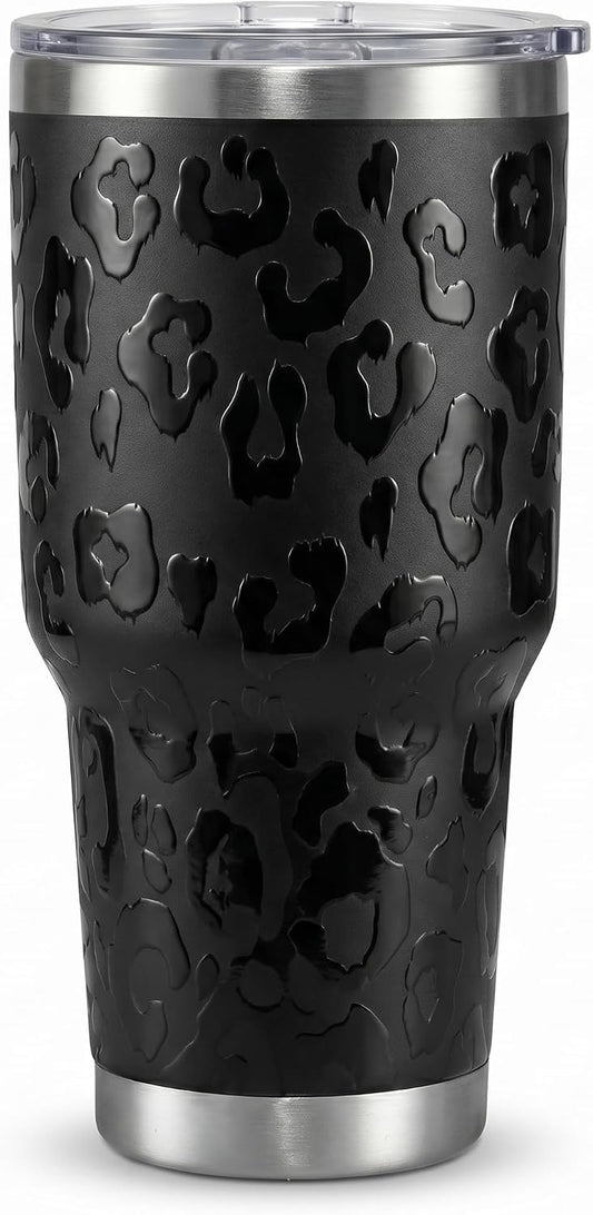 Leopard Print Tumbler 30oz Stainless Steel with Slider Lid