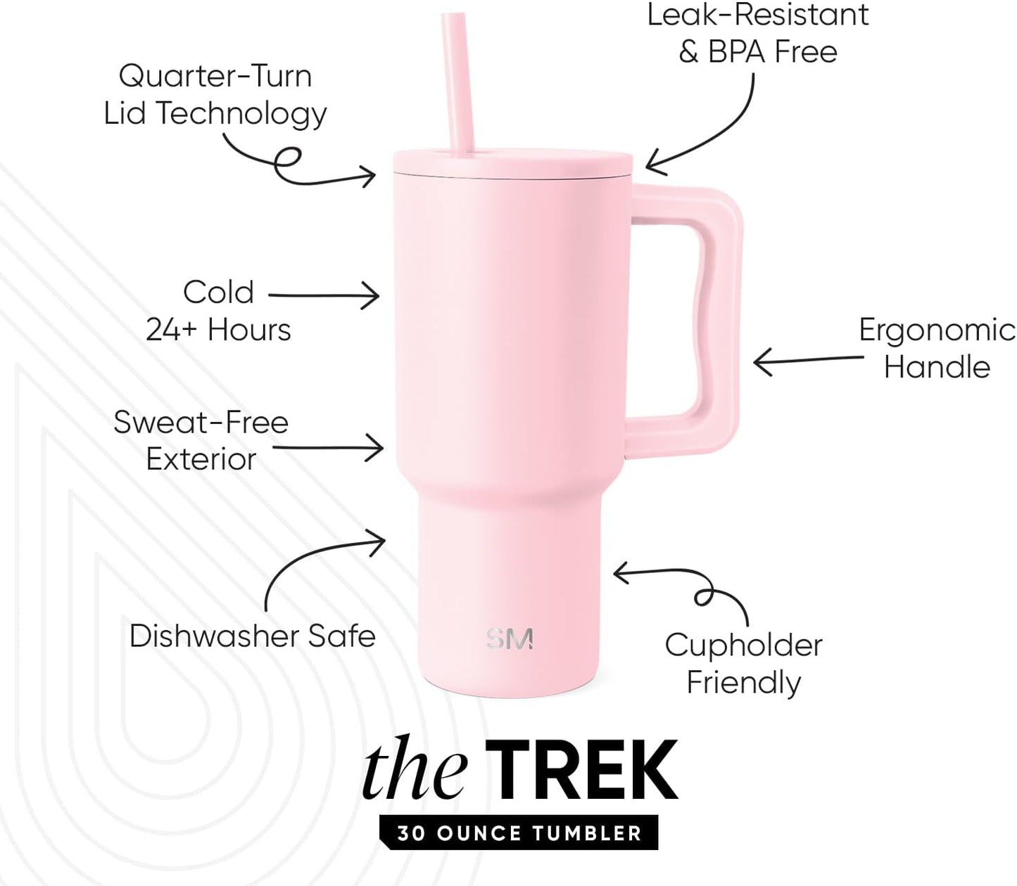 40 oz Trek Tumbler with Handle and Straw Lid | Cup Holder Friendly Insulated Stainless Steel Travel Mug | Slumberland | Trek Tumbler, Travel Mug | Insulated Water Bottle, Cupholder Friendly, Stainless Steel Cup | Slumberland - Colors C