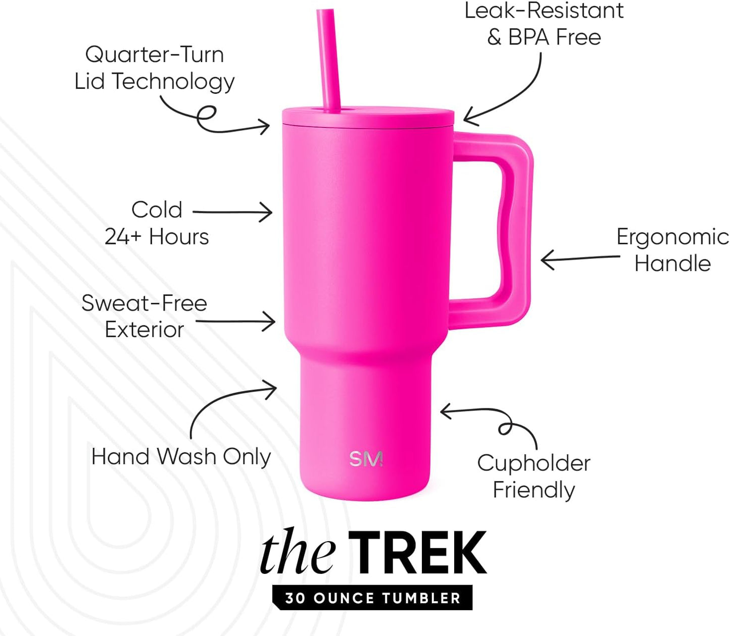 40 oz Trek Tumbler with Handle and Straw Lid | Cup Holder Friendly Insulated Stainless Steel Travel Mug | Slumberland | Trek Tumbler, Travel Mug | Insulated Water Bottle, Cupholder Friendly, Stainless Steel Cup | Slumberland - Colors C