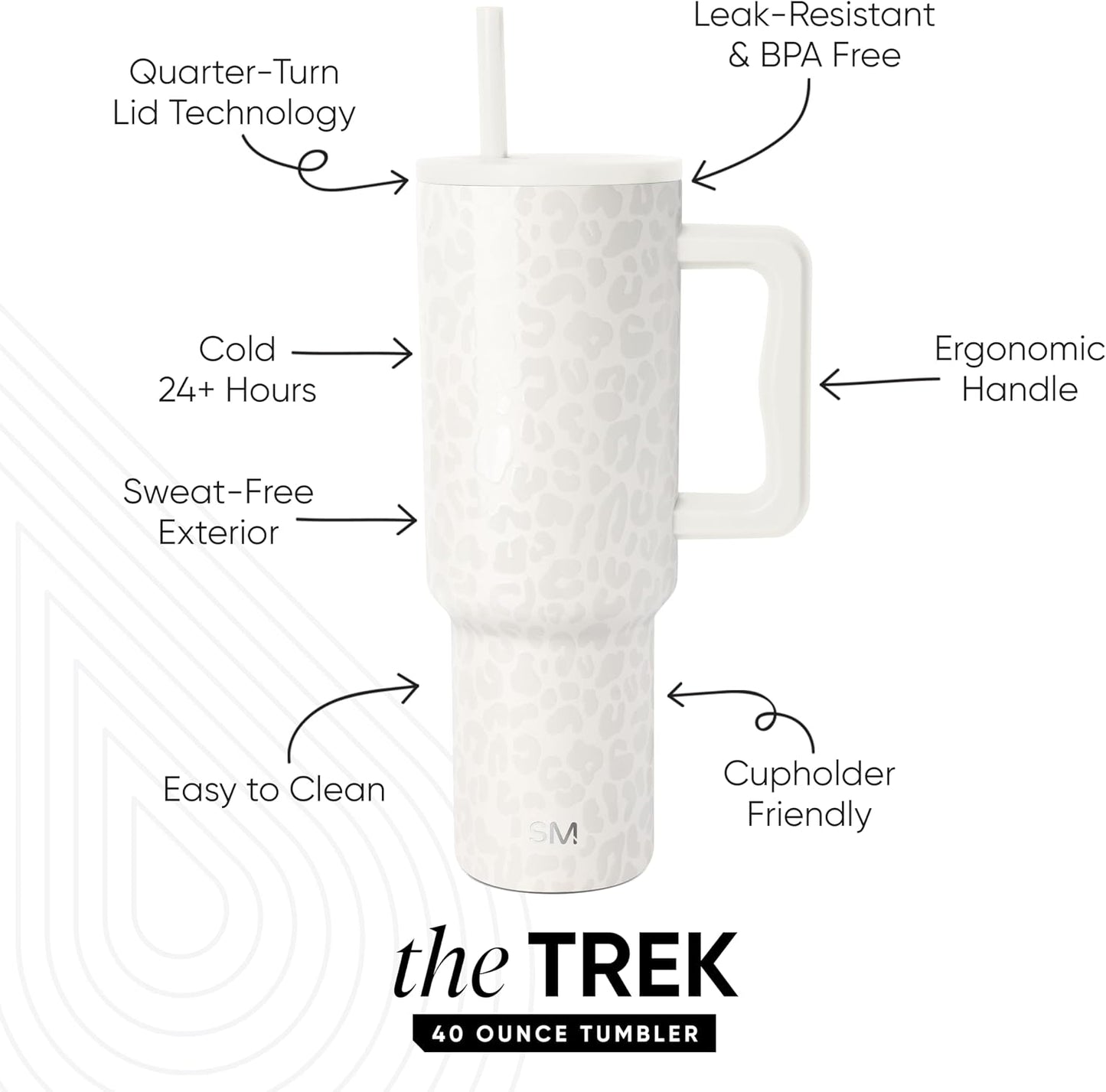 40 oz Trek Tumbler with Handle and Straw Lid | Cup Holder Friendly Insulated Stainless Steel Travel Mug | Slumberland | Trek Tumbler, Travel Mug | Insulated Water Bottle, Cupholder Friendly, Stainless Steel Cup | Slumberland - Colors C