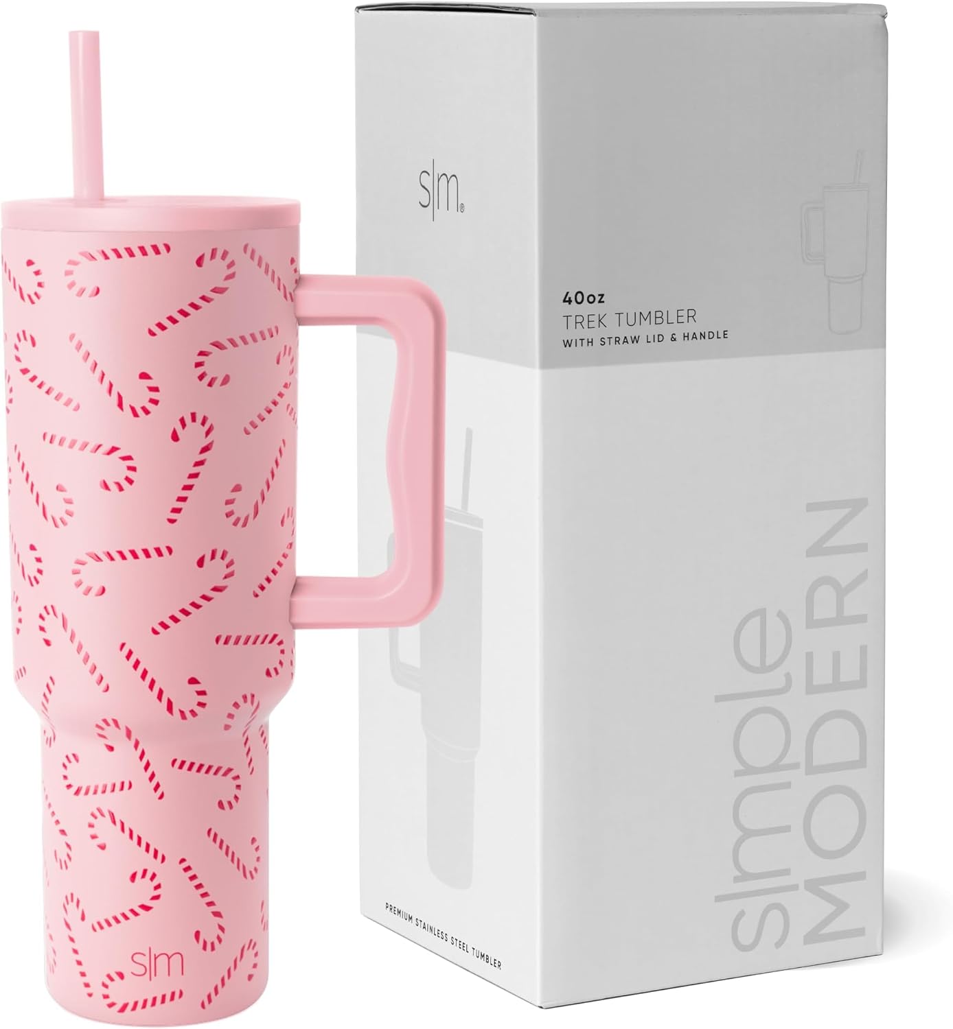 40 oz Trek Tumbler with Handle and Straw Lid | Cup Holder Friendly Insulated Stainless Steel Travel Mug | Slumberland | Trek Tumbler, Travel Mug | Insulated Water Bottle, Cupholder Friendly, Stainless Steel Cup | Slumberland - Colors C