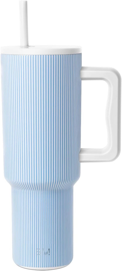 40 oz Trek Tumbler with Handle and Straw Lid | Cup Holder Friendly Insulated Stainless Steel Travel Mug | Slumberland | Trek Tumbler, Travel Mug | Insulated Water Bottle, Cupholder Friendly, Stainless Steel Cup | Slumberland - Colors C