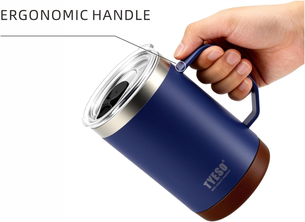 18 Oz Stainless Steel Purple Coffee Mug with Handle and Lid – Double Wall Vacuum Insulated Travel Cup for Hot & Cold Drinks – Durable Metal Coffee Tumbler for Home, Office & Camping