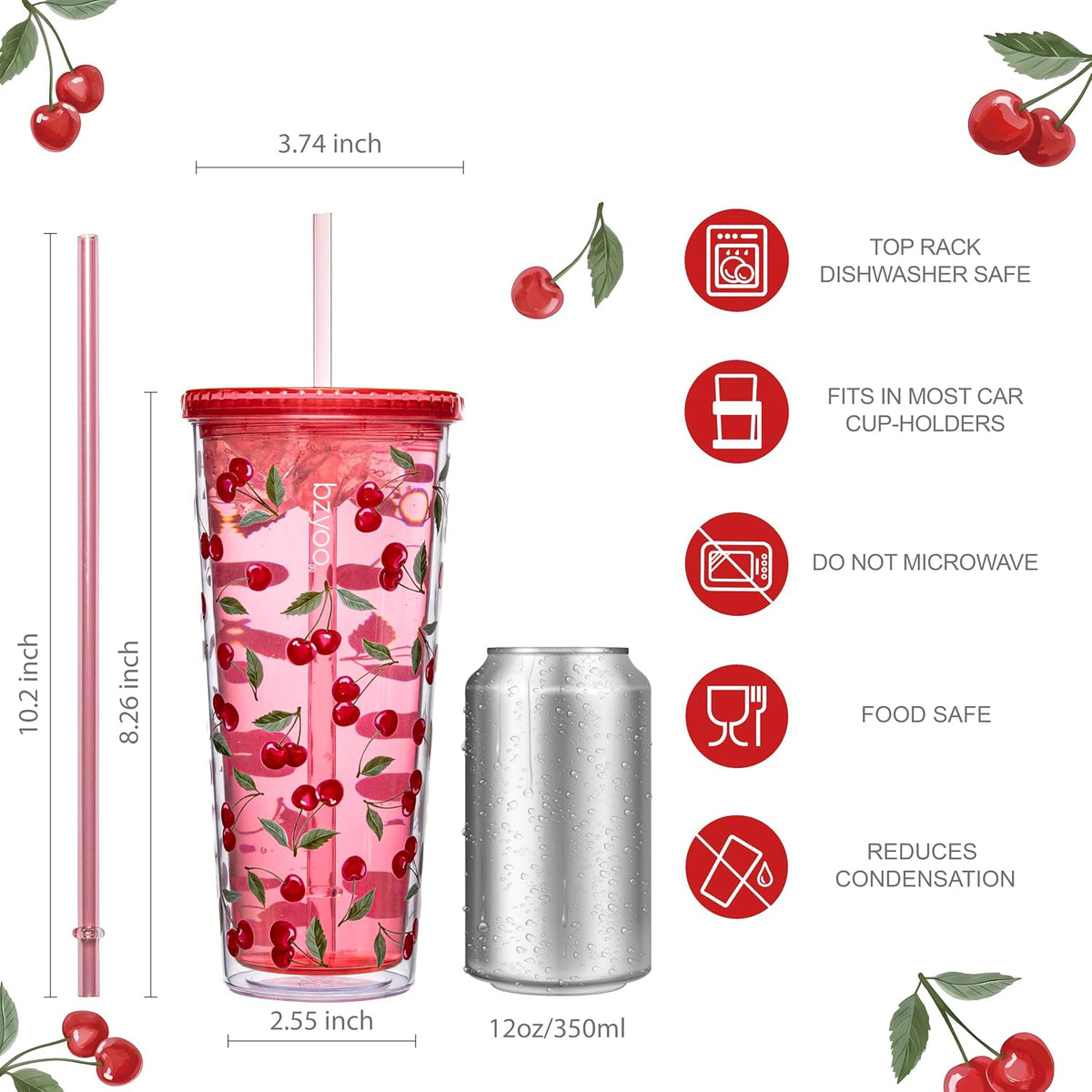 24oz Plastic Tumbler Cup, Lid & Straw, Iced Coffee, Purple Butterfly
