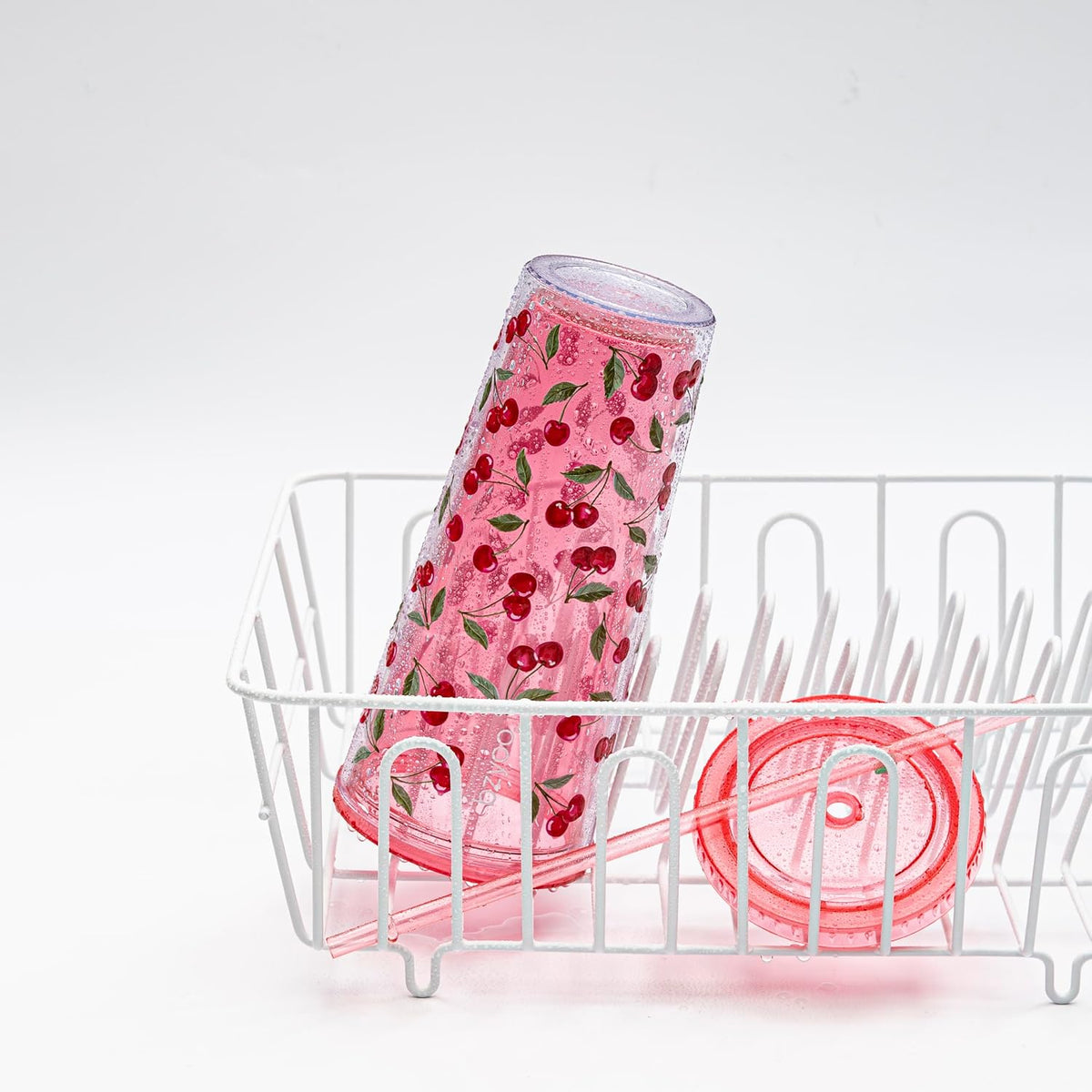 24oz Plastic Tumbler Cup, Lid & Straw, Iced Coffee, Purple Butterfly