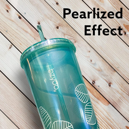 24oz Plastic Tumbler Cup, Lid & Straw, Iced Coffee, Purple Butterfly