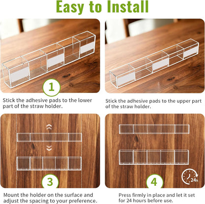 9.5" Large Acrylic Straw Holder for Cabinet Door, Straw Organizer