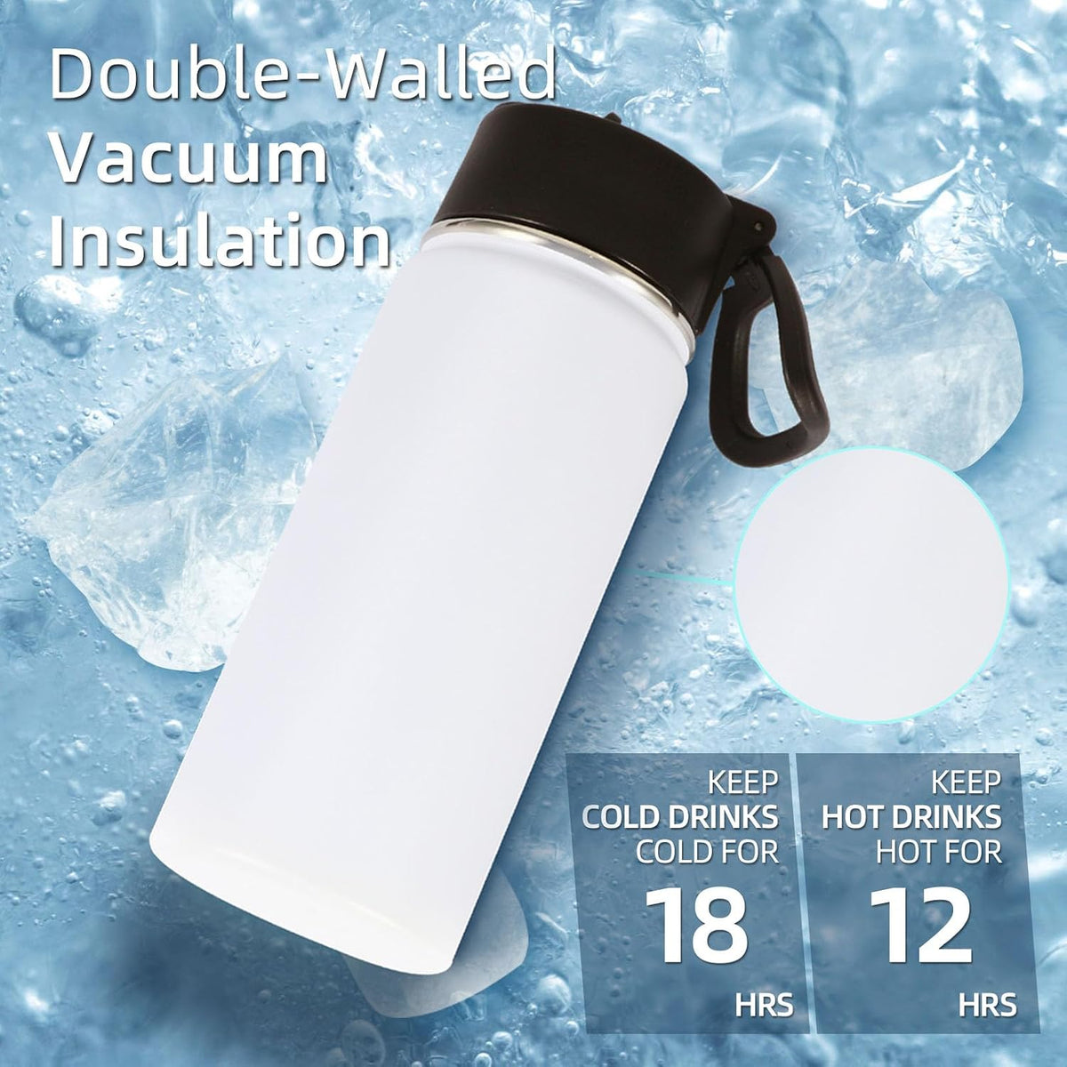 Volhoply 16 OZ Kids Water Bottle Bulk,Insulated Sports Bottles with Straw Lid,Stainless Steel Bottle with Handle Keep Cold & Hot,Double Wall Vacuum Tumbler Cups for School(Eight Color, 8)