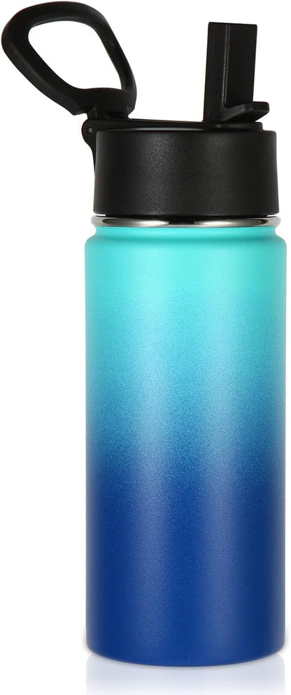 Volhoply 16 OZ Kids Water Bottle Bulk,Insulated Sports Bottles with Straw Lid,Stainless Steel Bottle with Handle Keep Cold & Hot,Double Wall Vacuum Tumbler Cups for School(Eight Color, 8)