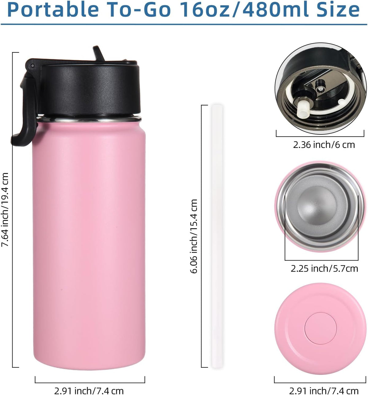 Volhoply 16 OZ Kids Water Bottle Bulk,Insulated Sports Bottles with Straw Lid,Stainless Steel Bottle with Handle Keep Cold & Hot,Double Wall Vacuum Tumbler Cups for School(Eight Color, 8)