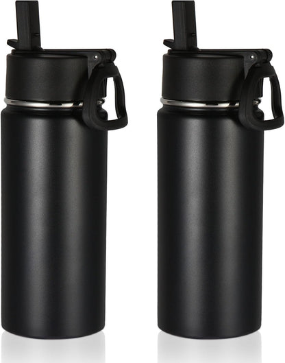 Volhoply 16 OZ Kids Water Bottle Bulk,Insulated Sports Bottles with Straw Lid,Stainless Steel Bottle with Handle Keep Cold & Hot,Double Wall Vacuum Tumbler Cups for School(Eight Color, 8)