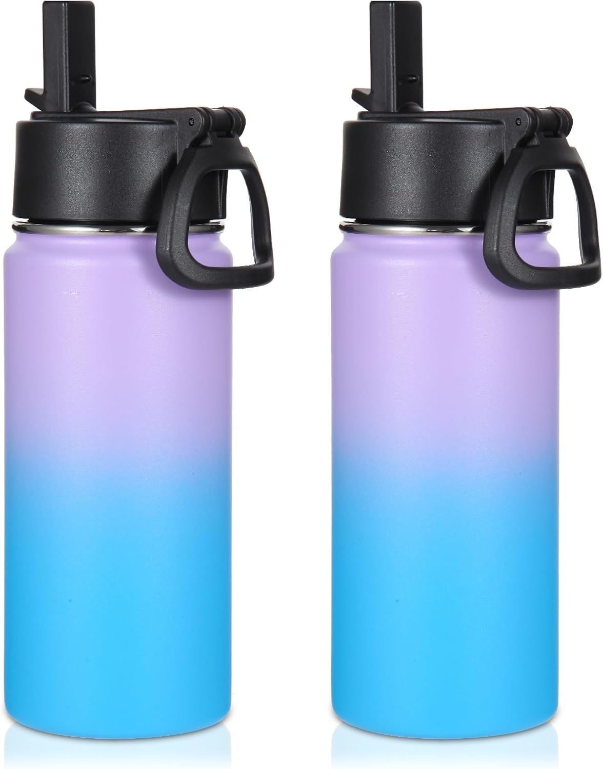 Volhoply 16 OZ Kids Water Bottle Bulk,Insulated Sports Bottles with Straw Lid,Stainless Steel Bottle with Handle Keep Cold & Hot,Double Wall Vacuum Tumbler Cups for School(Eight Color, 8)