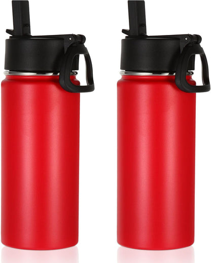 Volhoply 16 OZ Kids Water Bottle Bulk,Insulated Sports Bottles with Straw Lid,Stainless Steel Bottle with Handle Keep Cold & Hot,Double Wall Vacuum Tumbler Cups for School(Eight Color, 8)