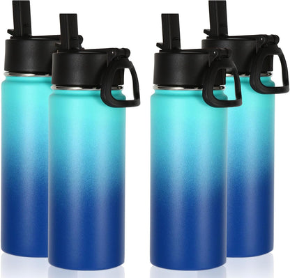 Volhoply 16 OZ Kids Water Bottle Bulk,Insulated Sports Bottles with Straw Lid,Stainless Steel Bottle with Handle Keep Cold & Hot,Double Wall Vacuum Tumbler Cups for School(Eight Color, 8)