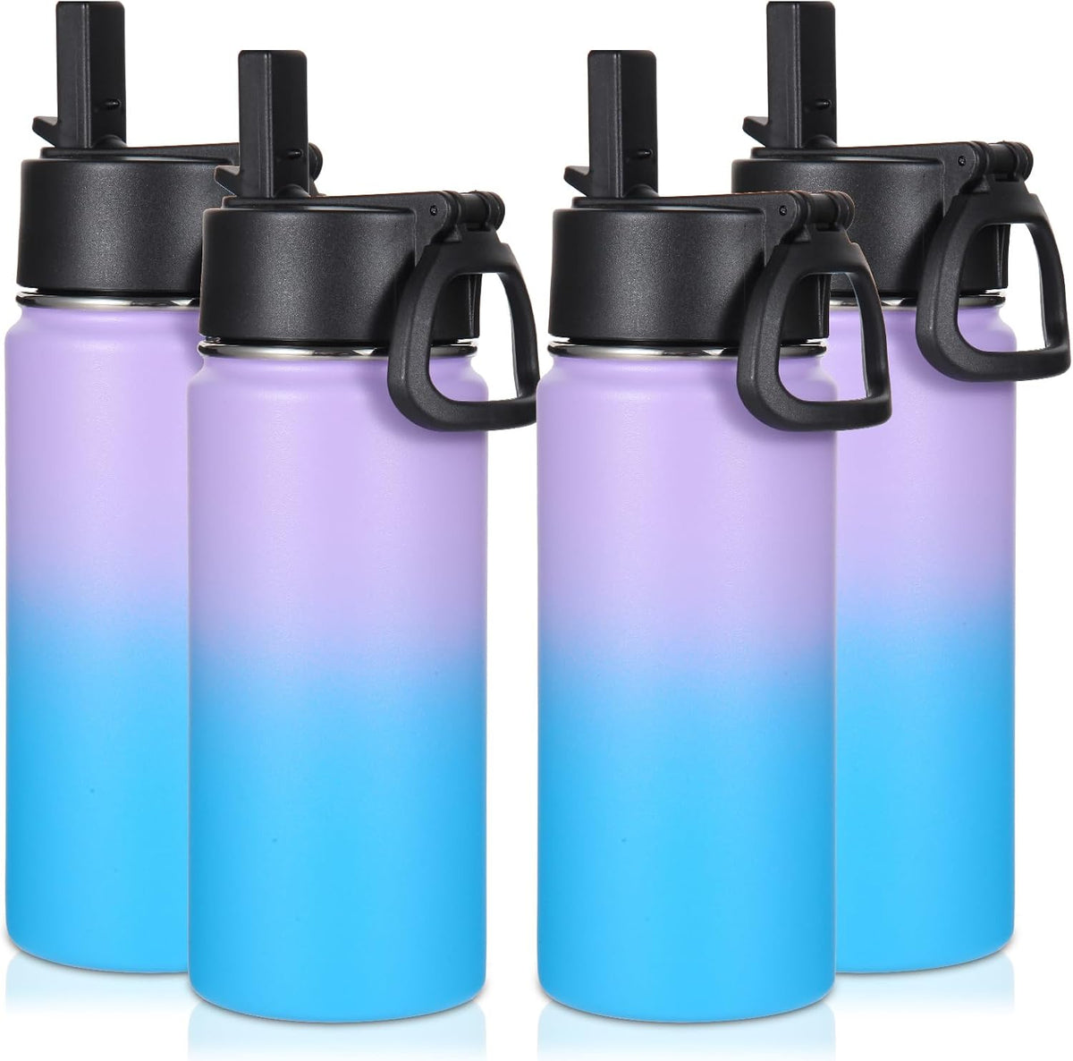Volhoply 16 OZ Kids Water Bottle Bulk,Insulated Sports Bottles with Straw Lid,Stainless Steel Bottle with Handle Keep Cold & Hot,Double Wall Vacuum Tumbler Cups for School(Eight Color, 8)