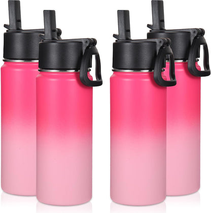 Volhoply 16 OZ Kids Water Bottle Bulk,Insulated Sports Bottles with Straw Lid,Stainless Steel Bottle with Handle Keep Cold & Hot,Double Wall Vacuum Tumbler Cups for School(Eight Color, 8)