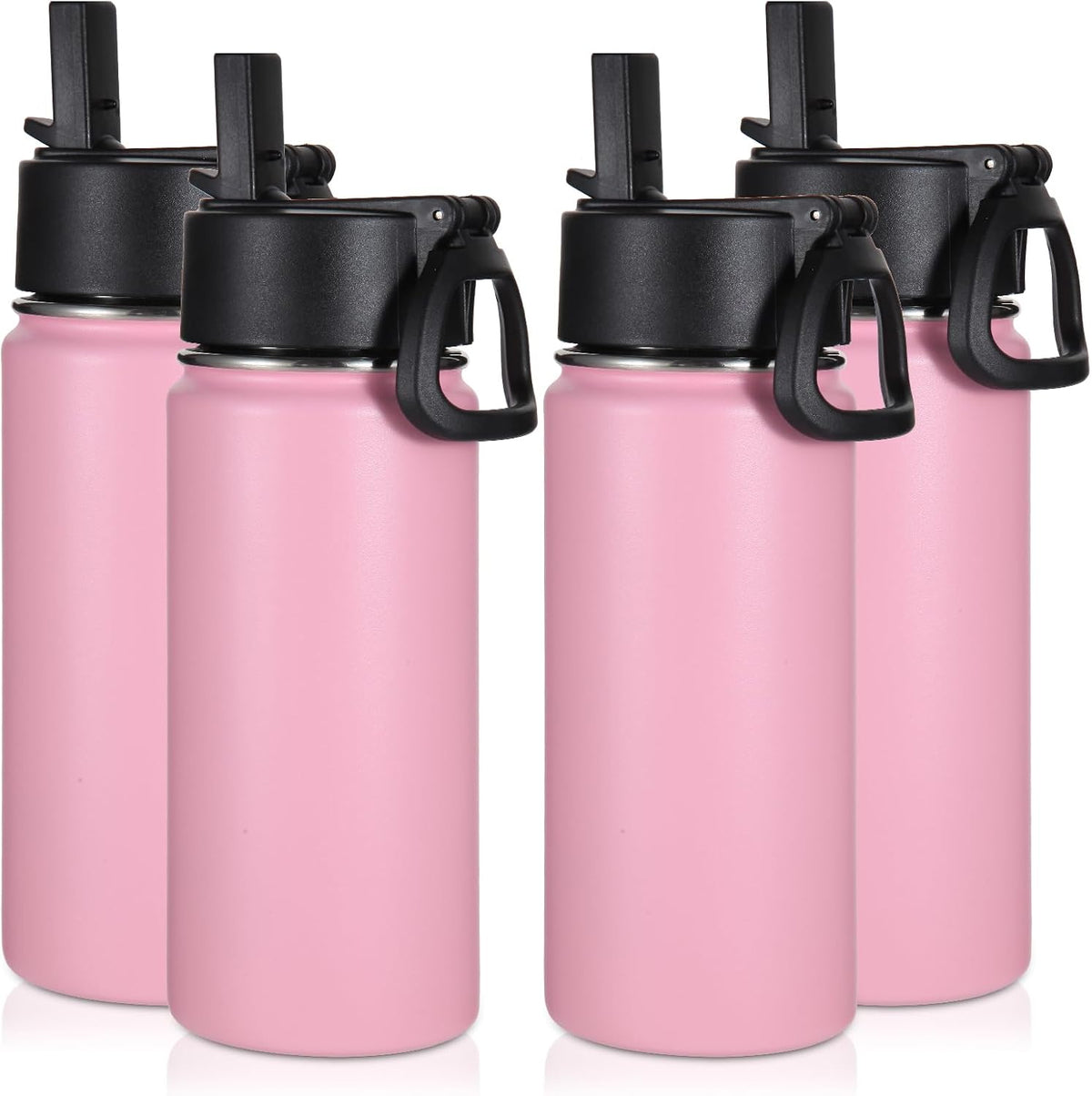 Volhoply 16 OZ Kids Water Bottle Bulk,Insulated Sports Bottles with Straw Lid,Stainless Steel Bottle with Handle Keep Cold & Hot,Double Wall Vacuum Tumbler Cups for School(Eight Color, 8)