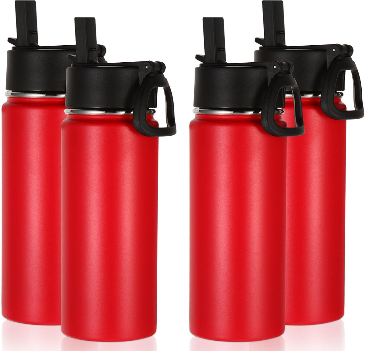 Volhoply 16 OZ Kids Water Bottle Bulk,Insulated Sports Bottles with Straw Lid,Stainless Steel Bottle with Handle Keep Cold & Hot,Double Wall Vacuum Tumbler Cups for School(Eight Color, 8)