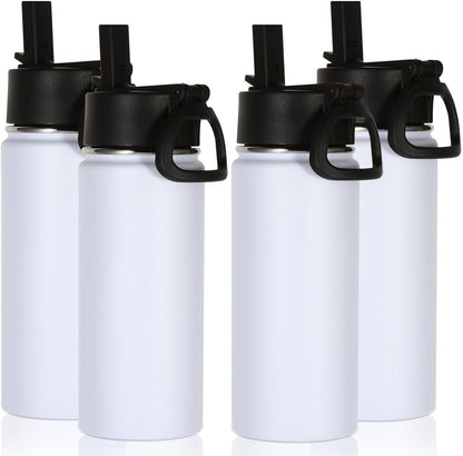 Volhoply 16 OZ Kids Water Bottle Bulk,Insulated Sports Bottles with Straw Lid,Stainless Steel Bottle with Handle Keep Cold & Hot,Double Wall Vacuum Tumbler Cups for School(Eight Color, 8)