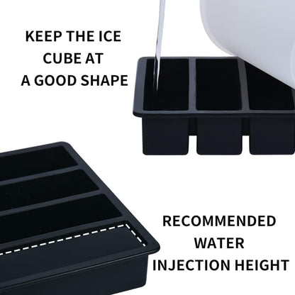 Large and Long Ice Cube Tray 2 Pack Silicone Freezing Container Sticks with Lid for Whiskey, Water Bottle, Food Leftovers and Baking