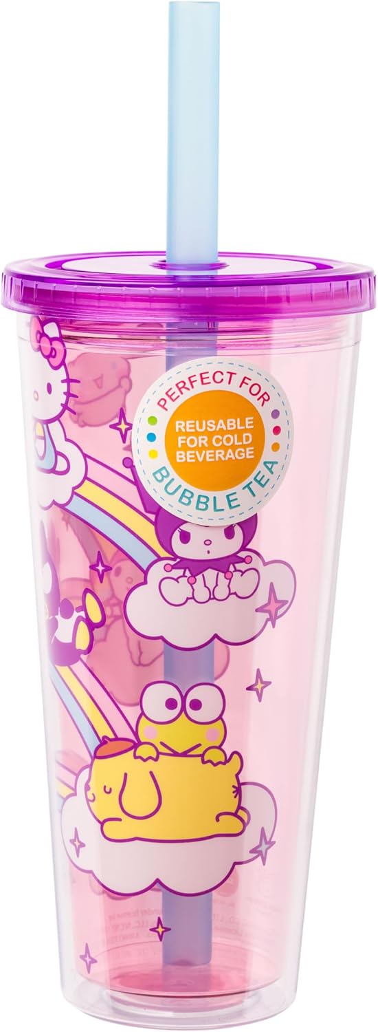 Sanrio Hello Kitty and Friends, Plastic Boba Tumbler, 24oz